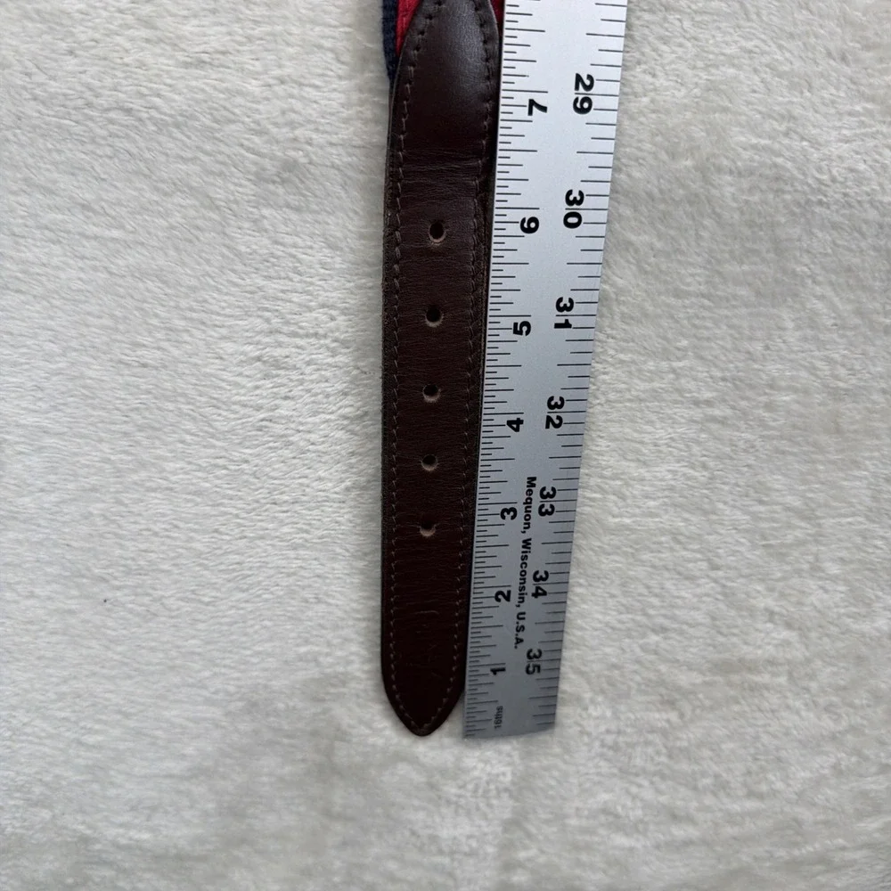 Vineyard Vines Mens Lacrosse LAX Ribbon Belt Leather Brass Buckle Size 30